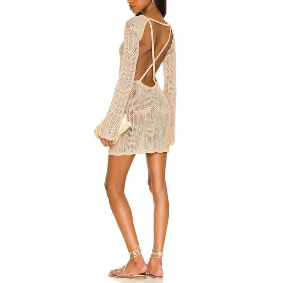 Song Of Style Chic Tan Caden Low Back Knit Mini Size S Dress - Picture 1 of 4